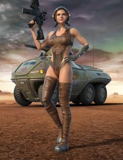 Apocalyptic Army Girl Outfit and Hair for Genesis 8 Females
